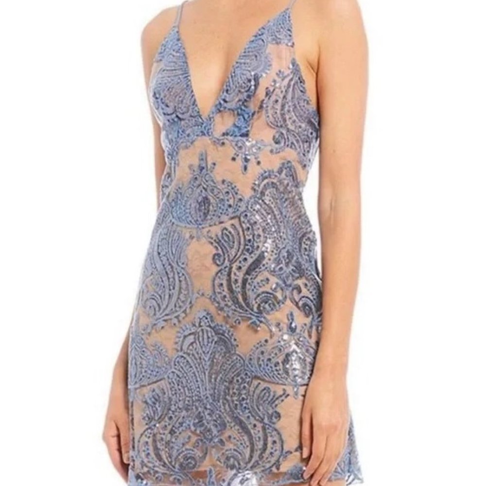 Free People Blue Sequin Mini Dress